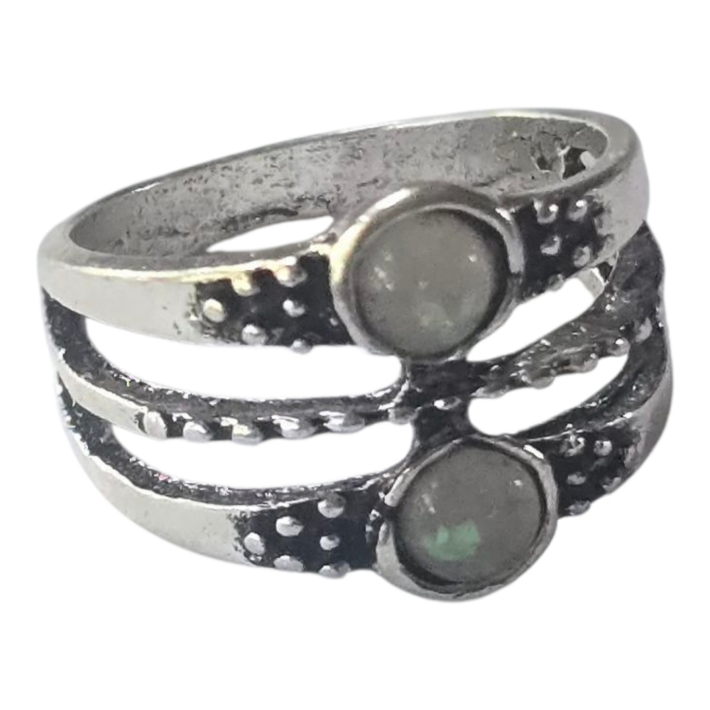 TRIPLE STRAND BRAIDED MOONSTONE RARE, FIND SIZE FIVE NEW QUALITY TITANIUM RING